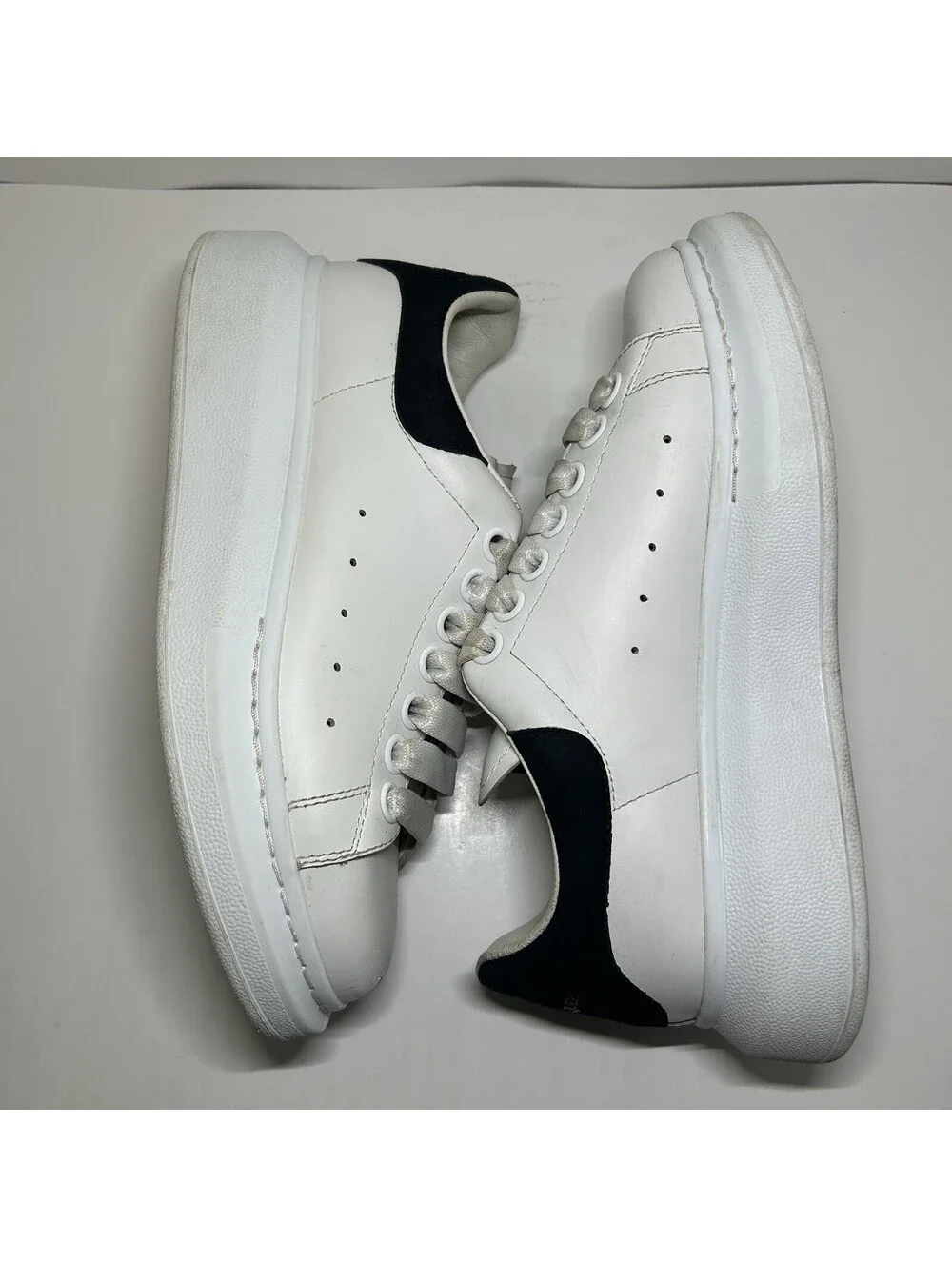 Alexander McQueen Oversized Sneaker White Leather Black Heel - Size 36 (6US)
